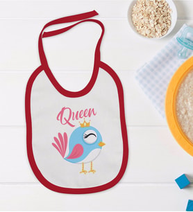 BK Kids Queen Tasarımlı Kırmızı Bebek Mama Önlüğü-1