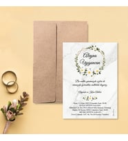 Davetiye Zarf ve Baskı Dahil (Beyaz yada Kraft Zarflı) - Düğün, Nişan, Nikah, Kına Davetiyesi (Kahverengi)