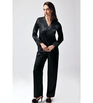 pilelistore Freshness 9950-pt Saten Dantel Detaylı Pijama Takımı (Siyah)