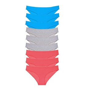 9 adet Süper Eko Set Likralı Kadın Slip Külot Fuşya Gri Mavi