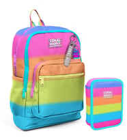 Coral High Pembe Turuncu Renk Geçişli Kız Çocuk Okul Çantası ve Organizer Kalemlik Seti 23770 11140