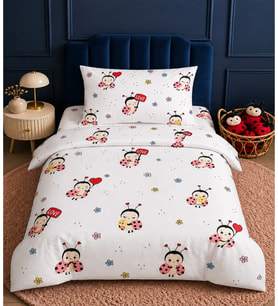 MORE HOME Müslin Bebek Nevresim Takımı %100 Pamuk Uğur Böceği Kırmızı