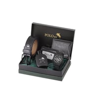 Polo Air Erkek Kol Saati Kemer Cüzdan Kartlık Parfüm Hediyelik Kutusunda Siyah Set PL-7033E1