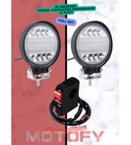 72 WATT YUVARLAK SU GEÇİRMEZ LED MOTOSİKLET SİS FARI TAKIMI + USB'Lİ BUTON