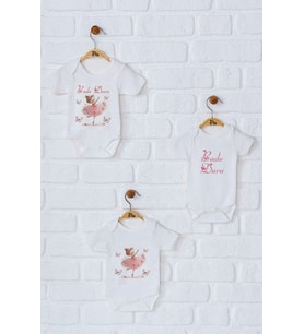 Pia Baby Premium %100 Pamuk İsme Özel Organik Baskılı Üçlü Set Çıtçıtlı Bebek Body Zıbın Modelleri 5006-18 (Ekru)