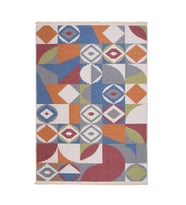 Çok Renkli Modern Geometrik Desenli Salon Halısı Dijital Baskı Yıkanabilir Kaymaz Taban Düz Dokuma