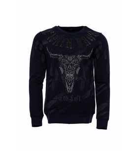 Lacivert Taşlı Desenli Sweatshirt - Wessi (Mavi)