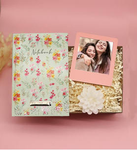 Kişiye Özel Desenli Defter & Kişiye Özel İnstagram Çerçeve & Dekoratif Mum Hediye Seti