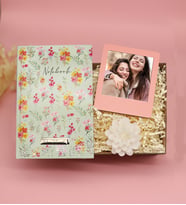 Kişiye Özel Desenli Defter & Kişiye Özel İnstagram Çerçeve & Dekoratif Mum Hediye Seti