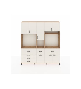 Arges Gardrop 10 Raflı 6 Çekmeceli 8 Kapaklı 220x30x243 Çam-Aytaşı