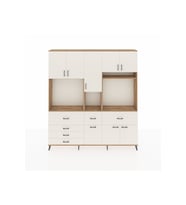 Arges Gardrop 10 Raflı 6 Çekmeceli 8 Kapaklı 220x30x243 Çam-Aytaşı