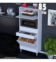 Eliusta Duru 85 cm Çok Amaçlı Fırın Dolabı 2 Çekmeceli 2 Göz Sepetli Kapaklı Banyo Kirli Çamaşır Dolabı