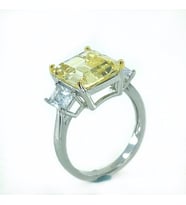Sarı Topaz Baget Pırlanta Kesim Üst Kalite Gümüş Yüzük (Rodyum)