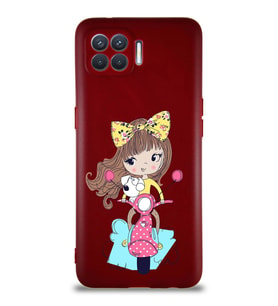 Oppo Reno 4 Lite Soft Premier Kapak Vespagirl Tasarımlı Silikon Kılıf - Mürdüm (Şeffaf)