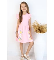 Breeze Kız Çocuk Elbise Etek Kısmı Limon & Çiçek Baskılı 2-6 Yaş, Pembe