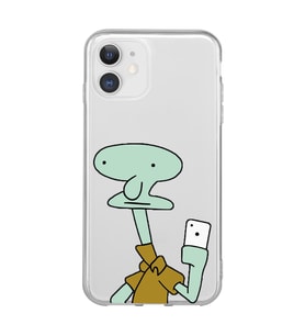 Iphone 11 Uyumlu Squidward Selfie Tasarımlı Şeffaf Telefon Kılıfı