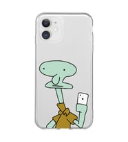 Iphone 11 Uyumlu Squidward Selfie Tasarımlı Şeffaf Telefon Kılıfı