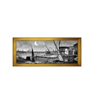 Eski İstanbul Motifli Kanvas Tablo 80 x 110 cm Gold Çerçeve