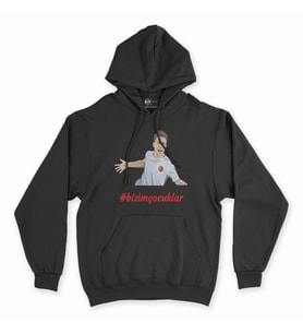 Türkiye Milli Takım Taraftar Siyah Kapşonlu Sweatshirt Hoddie