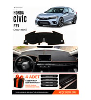 HONDA CIVIC FE1 (2022-2026) Uyumlu Torpido Örtüsü Torpido Kılıfı - Siyah Kahverengi
