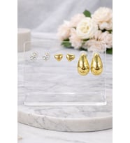 Gold Renk 6lı Damla Çelik Küpe