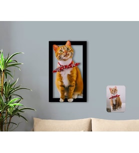 BK Gift Kişiye Özel Tam Boy Kedi Karikatürlü 3D Ahşap Tablo-1