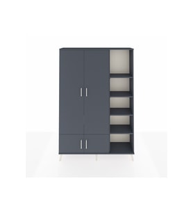 Arges Gardrop 6 Raflı 4 Kapaklı Tek Askılı 132x30x195 Antrasit-Antrasit