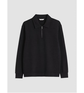 LCW Vision Siyah Polo Yaka Erkek Sweatshirt