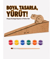 Çocuk Ahşap Hareketli Kurbağa Boyama Seti – 6 Renk Boya, Fırça ve Kolay Montaj Parkuru