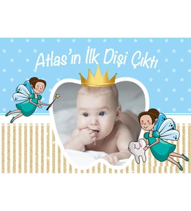 Diş Buğdayı Altın Konsept Erkek Bebek Fotoğraflı Afiş HDTS194-