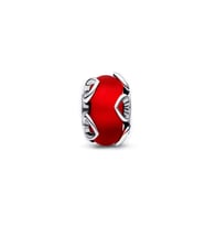 Buzlu Kırmızı Murano & Kalpler Charm