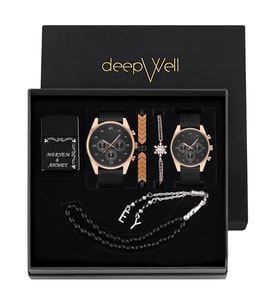 DEEPWELL Dokunmatik Çift Kol Saati Çakmak Bileklik Tespih Seti FM02