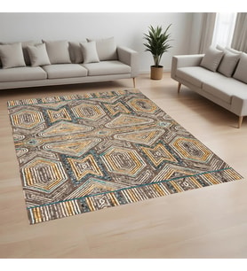 Eliana Home Dijital Baskı Yıkanabilir Kaymaz Taban Salon Halısı Ve Yolluk LNA0984-FNL234 (Kahverengi)