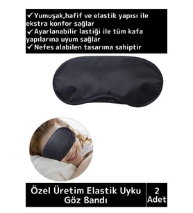 Özel Üretim Elastik Unisex Işık Önleyici Kamp Ev Yurt Uyku Maskesi Uyku Göz Bandı 2 Adet (Gri-Melanj)