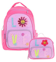 Kaukko Kids Dört Bölmeli Okul Çantası ve Beslenme Çantası Seti - Simli Love Desenli - Kız Çocuk (L5211+L7211)