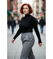 Kadın Fitted Dik Yaka Uzun Kollu Fitilli İnce Akrilik Triko Kazak Günlük Şıklık Sunar Modern Basic