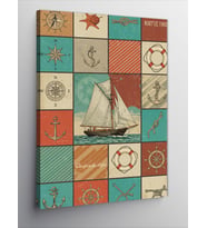 Kanvas Tablo Deniz Temalı Patchwork