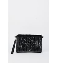 Kadın Dikey Gümüş Taşlı Süet Bilek Askılı Ve Zincir Askılı Portföy El Ve Clutch Çanta