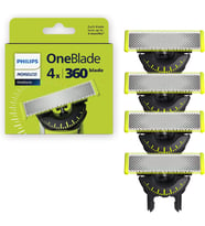 Philips OneBlade 360 Bıçaklar, OneBlade Elektrikli Tıraş Makinesi ve Düzeltici için Orijinal Yedek Bıçaklar, 4'lü Paket, QP440/80