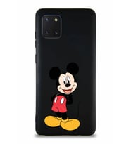 Samsung Galaxy Note 10 Lite Soft Premier Kapak Mickey Mouse-B Tasarımlı Silikon Kılıf - Siyah (Şeffaf)