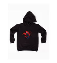 Spiderman baskılı örümcek adam kapüşonlu pamuklu kumaş çocuk sweatshirt (Siyah)