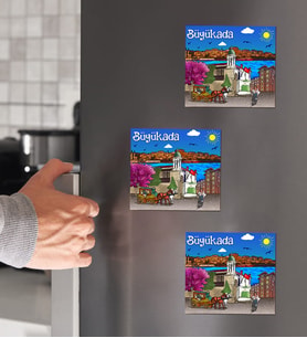 Büyükada Tasarımlı 3'lü Ahşap Magnet