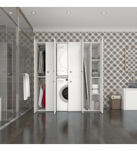 Kenzlife çamaşır-kurutma makinesi dolabı ve giysi dolabı suyutimdf sol byz 180*170*60  % 100 FULL MDF (Beyaz)