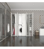Kenzlife çamaşır-kurutma makinesi dolabı ve giysi dolabı suyutimdf sol byz 180*170*60  % 100 FULL MDF (Beyaz)
