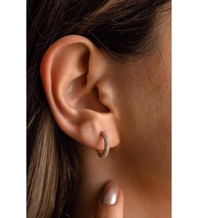 Tamtur Taşlı Rose Gold Altın Küpe