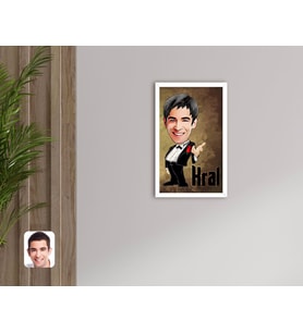 BK Gift Kişiye Özel Kral Karikatürlü Dekoratif Ahşap Beyaz Çerçeveli Tablo-1