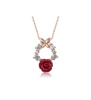 ??Gümüş Rose Kırmızı Gül Kolye CSR2180760
