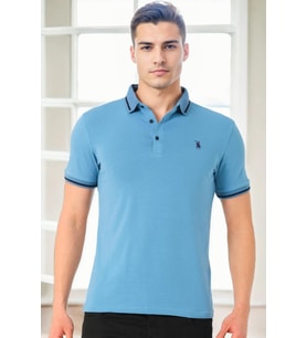 T9586 DEWBERRY ERKEK POLO YAKA T-SHIRT-İNDİGO