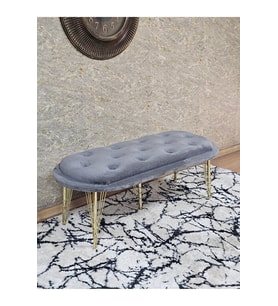 Ufo Oturak Bench - Gold Kaplama Telli Ayak - Oturak - Bench - Puf - Yatak Ucu Pufu Gri Renk 100 x 50 Boyut/Ebat (Çok Renkli)