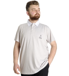 Mode XL Büyük Beden Erkek T-shirt Polo Yaka Çizgili KAGI 23340 Kahverengi